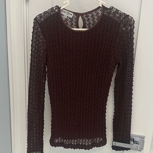 Bisou-Bisou Paris, France designer Dark Brown Lace Long Sleeve Blouse